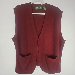 Orvis Men's Red Wool Vest XL Cashmere